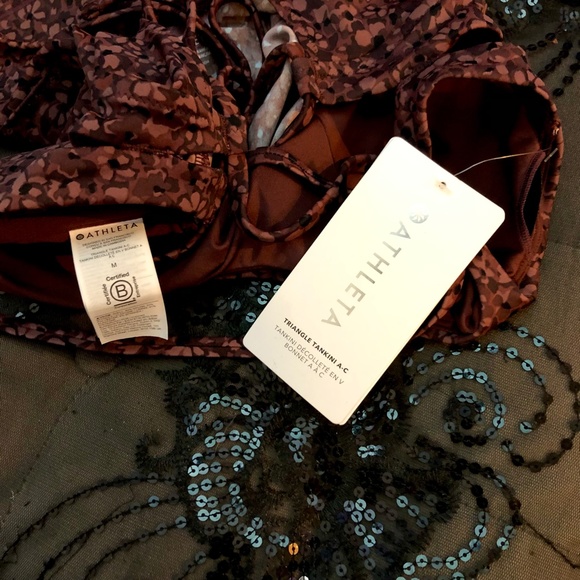 NWT Athleta Triangle Decadent Chocolate Tankini/High Waist Bikini Bottom, B Cup - Picture 3 of 14